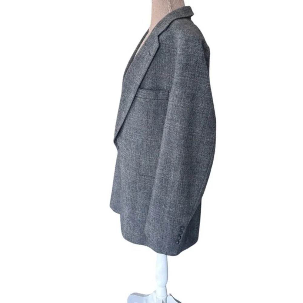 Strathmore Chevron Wool Sport Coat Gray Jacket‎ Blazer Men's 46 R Vintage